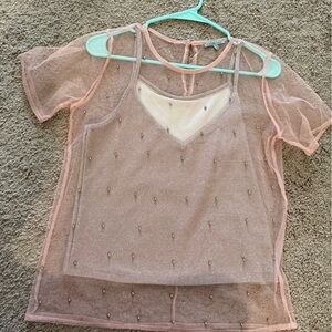 Sheer Pink Beaded Top